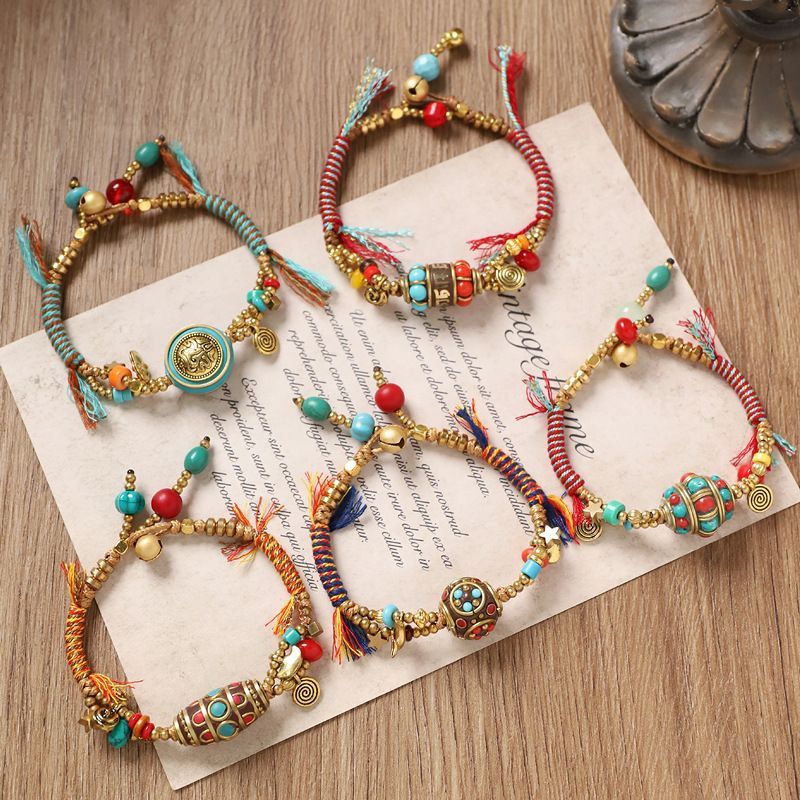 Women Accessories Nepal - Bracciale intrecciato retrò tibetano Nepal Perline